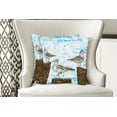 thumbnail image 4 of Ambesonne Blue Throw Pillow Cover 2 Pack, Grungy Sketch Seagulls, 16", Blue White Brown, 4 of 6
