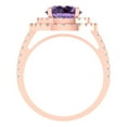 thumbnail image 4 of 2.6 ctw with Simulated Diamond Halo Accents Anniversary Ring for Women | Round Cut Simulated Alexandrite | Hyperallergenic Solid 14K Rose Gold, 4 of 5