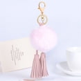 thumbnail image 2 of Llavero de aleación con borlas de PU a la moda (bola rosa claro con borlas rosadas), 2 of 2