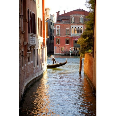 Italy, Veneto, Venice. a Gondolier Rowing His Gondola on the Grand Canal. Unesco Print Wall Art By Ken