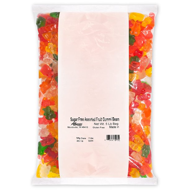 Albanese Confecetionery Sugar Free Assorted Fruit Gummi Bears, 5 Pound