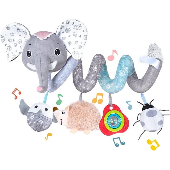 Car Seat Toys, Infant Baby Spiral Plush Hanging Toy for Stroller