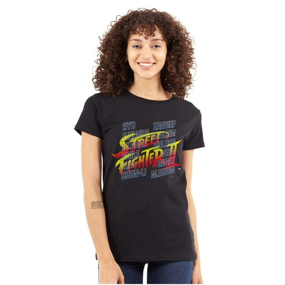 Street Fighter 2 Logo Video Gamer Women's T Shirt Ladies Tee Brisco Brands S