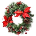 thumbnail image 1 of Patiojoy 24'' Pre-lit Artificial Decorative Flocked Christmas Wreath with 50 LED Lights & Timer, 1 of 10