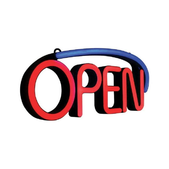 Hy-Ko 22.5" LED Open Sign, Energy-Efficient, Black Frame, 3-Foot Cord