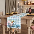 thumbnail image 2 of Table Runners 90 Inches Long Dress Scarves, Easter Farmhouse Coffee/Dining/Kitchen Table Runner for Living Room, Blue Truck Eggs Bunny Checkered Farmhouse 13x90 Inch, 2 of 9