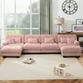 thumbnail image 4 of FFH 173.2" Modular Sectional Sofa, U Shaped Couch for Living Room, 4-Seater Comfy Cloud Couch with Deep Seat (Chenille Pink, 4 Seater with 2 Ottomans), 4 of 11