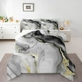 thumbnail image 2 of Manfei Marble Pattern Queen Comforter Set,Modern Fluid Stripe Bedding Sets,Gray Black Gold Bedding Comforter Set For Men Women,Ultra Soft Home Decor Reversible,3pcs, 2 of 8