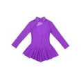 thumbnail image 3 of ZDHoor Kids Girls Tulle Sleeves Figure Ice Skating Dress Ballet Dance Gymnastics Leotard Dress Purple 4, 3 of 8