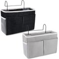 thumbnail image 1 of Organizador de cabecera 2 PCS Bolsas de cabecera Cesta colgante Almacenamiento Bolsa de almacenamiento colgante impermeable con 3 bolsillos Cortina de cama tipo loft (negro y gris), 1 of 5