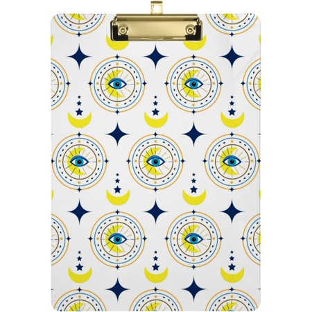 ZHANZZK MoonStars Boho Clipboard Hardboard Wood Nursing Clip Board and Pull for Standard A4 Letter 13x9 inches