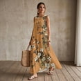 thumbnail image 3 of Xixirimido Hibicsus Flowers Mustard Yellow Print Casual Summer Dresses for Women 2026 Sleeveless Flowy Sundresses with Pockets Beach Vacation Dress Casual Long Maxi Dresses, Large, 3 of 7