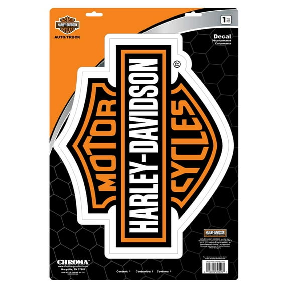Harley-Davidson Iconic Bar & Shield Logo Large Decal - Orange - 14" x 11.5", Harley Davidson