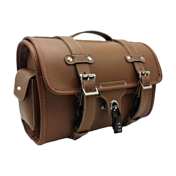 relayinert Motorcycle Tail Rack Bag Retro Easy to Install Motorbike Storage Bag Black Brown 30x15x20cm