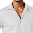 thumbnail image 3 of Ceisia Men Solid Color Casual Fashion Short Sleeve Turndown Collar Button Gift Front Daily Outdoor Versatile Shirt Top, 3 of 4