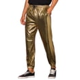 thumbnail image 5 of INSPIRE CHIC Metallic Joggers for Men's Drawstring Waist Party Club Shiny Disco Pants Golden 28, 5 of 5