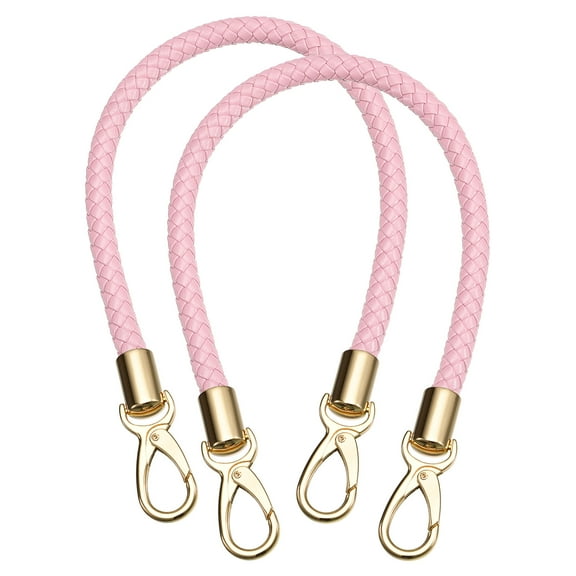 Uxcell 2Pack 50cm/19.7" Braided Leather Purse Replacement Strap for Handbag, Pink