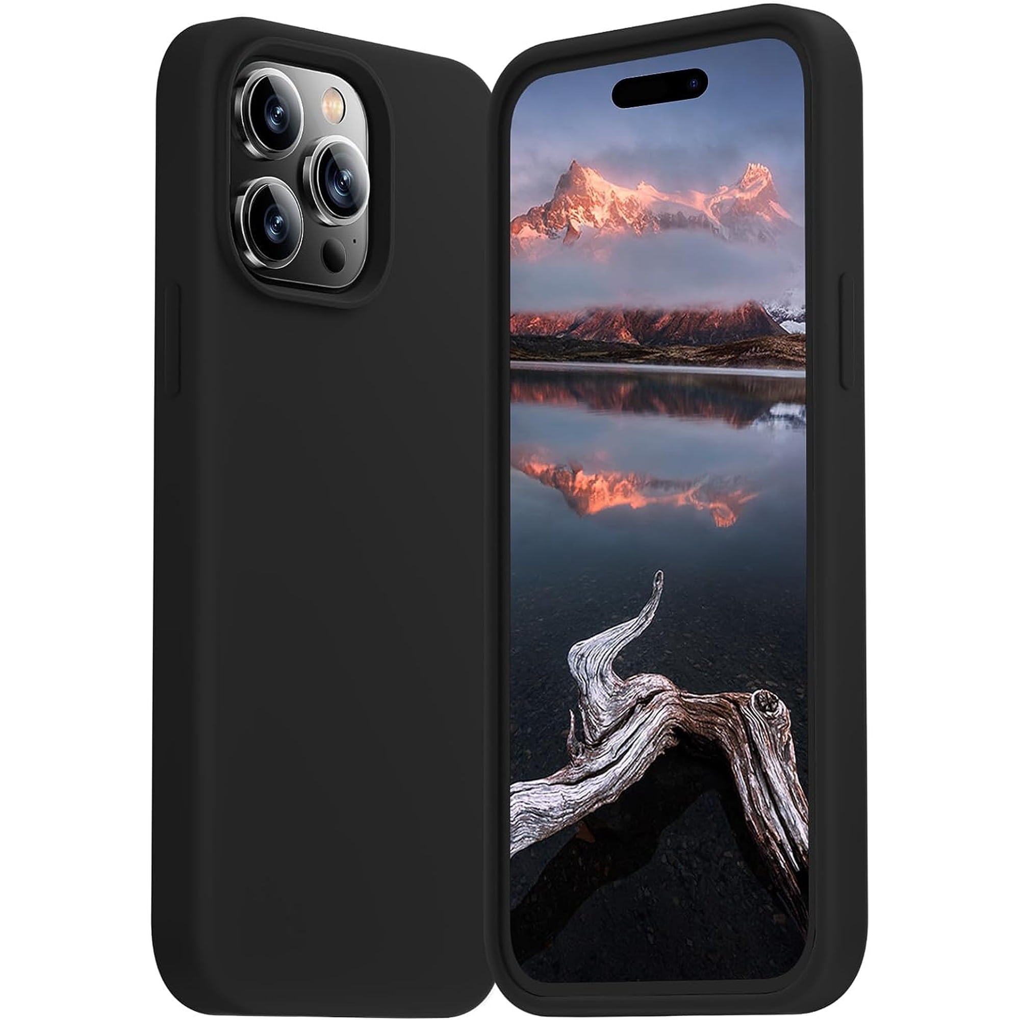 Entronix Silicone Soft Case Designed for iPhone 15 Pro Shockproof Durable Slim Fit, Black