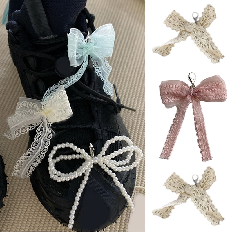 1Pair Handmade Shoes Clip Lace Bowknot Charm Shoe Buckle Decoration Bag Pendant Bow Shoelaces Clips Fashion Keychain Accessories