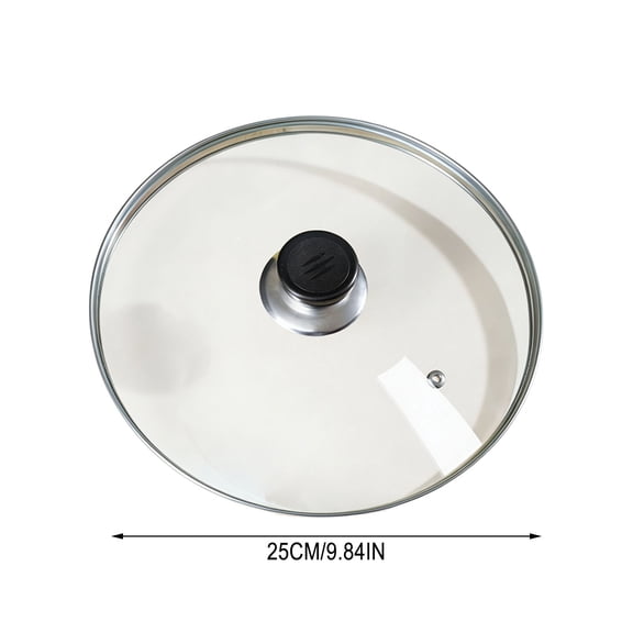 Tempered Glass Pot Lid, Universal Cookware Cover with Stainless Steel Rim and Built-In Vent, Overall 9.8in, Fits Pot Inner Diameter 9.8-10.0in, Includes Universal Mounting Kit