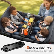 Sekey 4 Seater Stroller Wagon for Kids,Adjustable Push Handles, Removable Canopy, Snack Tray & Cooler