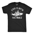 thumbnail image 1 of Mens Funny T Shirts Jesus Is Outta This World Sarcastic Easter Tee for Men (Heather Black - Jesus Is Outta This World) - S, 1 of 3