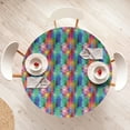 thumbnail image 4 of Ambesonne Geometric Fitted Round Tablecloth, Triangles, 36"- 40" Diameter, Multicolor, 4 of 5