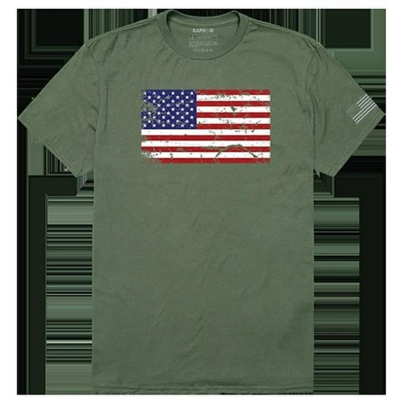 US Flag 2 Tactical Graphic T-shirt, Olive - Medium