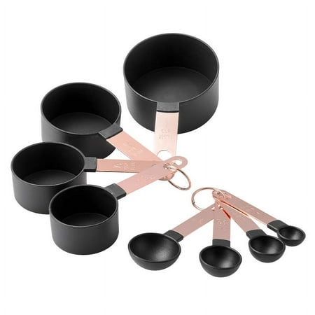 

Copper-plated Stainless Steel Handle Measuring Cup Measuring Spoon 8-piece Baking Set Kitchen Small Tool With Scale Measuring Cup Combination Black