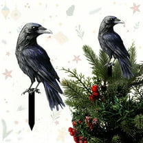 Halloween Decorations Black Crow Figurine - Plastic Outdoor Holiday Decor with Stake for Gardens, Trees & Parties - Weather-Resistant Matte Finish for Themed Gatherings & Seasonal Displays