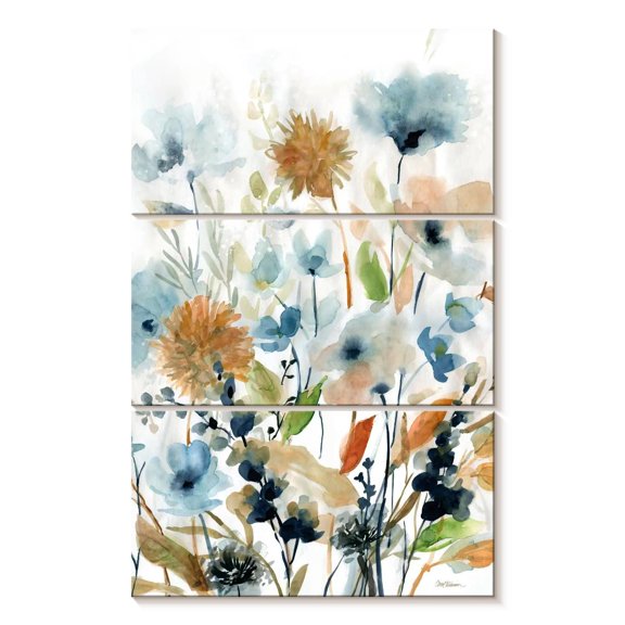 Elephant Stock Holland Spring Mix Ii Wall Art - Vertical Multi Panel Canvas - Living Room Wall Decor - Floral And Botanical Multi Panel - Blue And White Decor By Carol Robinson - 28" x 45"