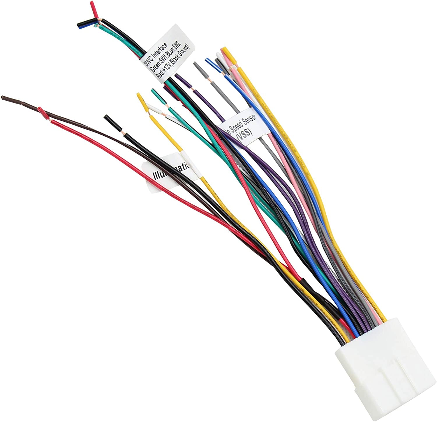 RED WOLF Car Stereo Radio Wiring Harness with Steering Wheel Control