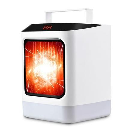 

Elroy US Plug Desktop Electric Space Heater Night Light Adjustable Bathroom Warm Blower Summer Indoor Timer Warmer Office Home