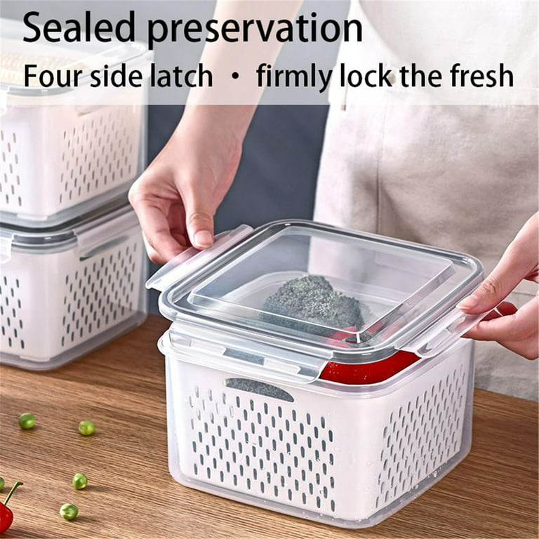 Glass Cereal Storage Containers Fruit Vegetable Storage Containers for Fridge Draining Fresh Containers Produce Savers Storage Containers Large