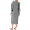thumbnail image 3 of INSPIRE CHIC Womens Nightgown Cotton Stripe Long Sleeve Built in Bra Print Round Neck Winter Midi Sleepwear Nightdress L Gray, 3 of 6