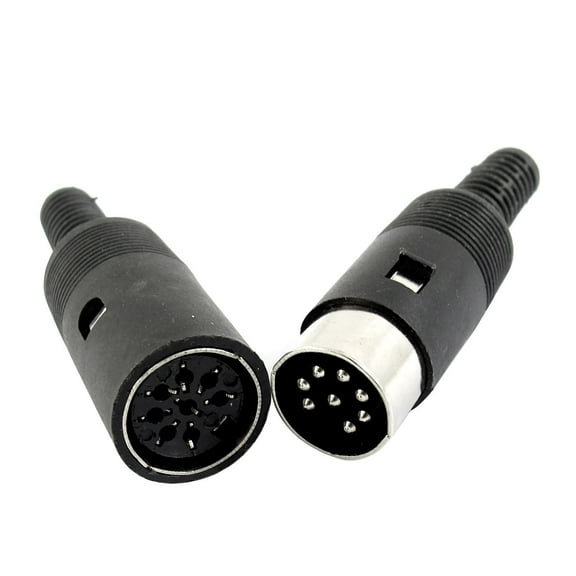 Pair DIN 8 Pins Male to Female Straight Adapter Connector for 6mm Audio Cable