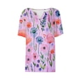 thumbnail image 4 of PVCS Womens Tops Clearance Under $5 Summer Tops for Women Vacation Trendy V Neck Short Sleeve Shirts Casual Loose Spring Vintage Floral Print Comfy Tunic Clothes, 4 of 5