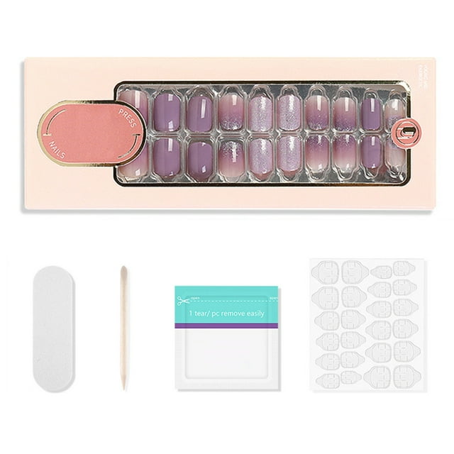 Graflsoa Reusable 24-Piece Ballet Nail Set with Jelly Pads & Tools for DIY Nail Art - Model F781-2