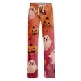thumbnail image 6 of Womens Pj Pants Halloween Pumpkin Print Wide Leg Lounge Pants Elastic Waist Pjs, 6 of 6