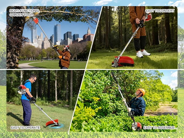 Floseru 2026 New Gas Weed Wacker - 52cc 2-Stroke 5 in 1 Multi-Functional Lawn Mower Hedge Trimmer Pruners Gas Powe Brush Cutter, Handheld Weed Eater for Garden and Yard Lawn
