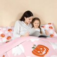 thumbnail image 4 of Homewish Ghost Pumpkin Twin Comforter Sets for Girls, Happy Halloween Themed Bedding Set, Pink Orange White, Pink Reversible, 2pcs 1 Comforter and 1 Pillowcase, 4 of 6