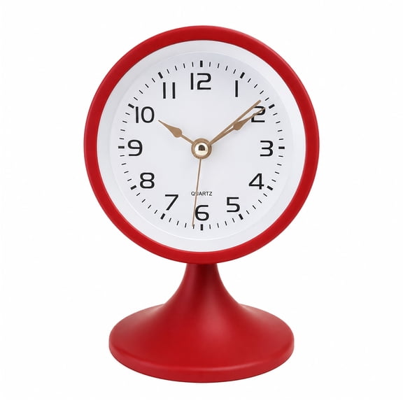 TIMESS Vintage Analog Alarm Clock, Silent Non-Ticking Battery Operated Clock with Night Light for Bedroom Bedside Table, Retro Red