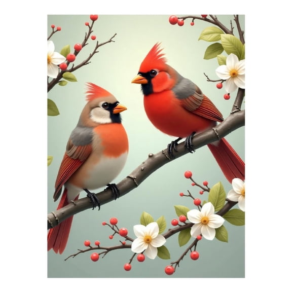 Diamond Art Kit for Adults, Classic Cardinal Bird Bouquet Print No.45 Diamond Painting for Adults Beginners, 5D DIY Diamond Art Painting Kits, Colorful Diamond Painting Craft for Home Decor 12x16m