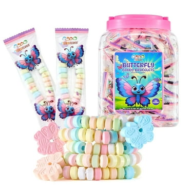 4YoreElves Butterfly Candy Bracelets, 50 Ct Individually Wrapped, Party Favors