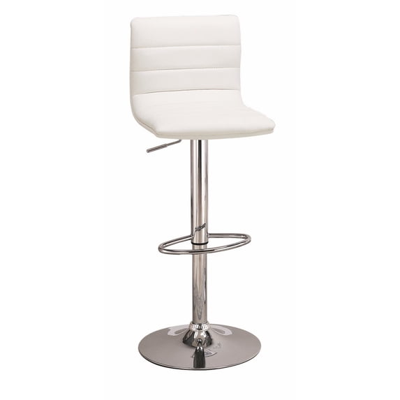 Benzara Cool Contemporary Bar Height Stool - Set of 2-Color:Chrome & White