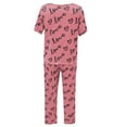 thumbnail image 4 of Christmas pajamas Women's Letter Print Short Sleeve Pajama Set With Long Pants And Sleep Casual Homewear Sleepwear Outfit, 4 of 9