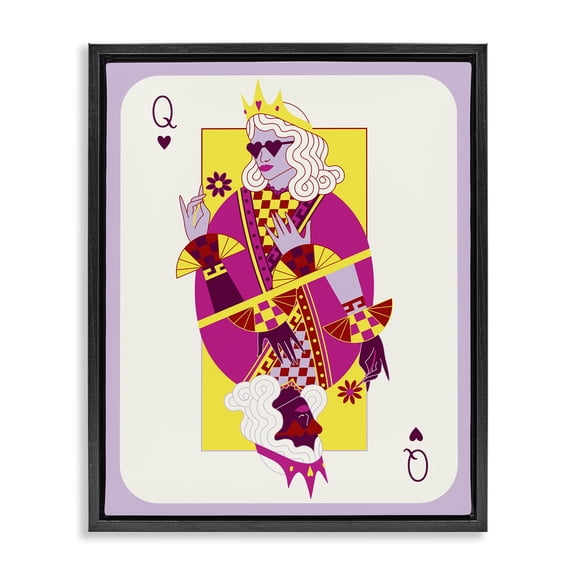 Stupell Industries Eclectic Trendy Queen Card Black Floating Frame Canvas Art, 17 x 21, by Grace Popp