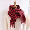 thumbnail image 1 of Womens Plaid Scarf Large Long Blanket Check Wrap Shawl with Tassel, 1 of 8