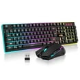 thumbnail image 1 of RedThunder K10 Wireless Gaming Keyboard and Mouse Combo, LED Backlit Rechargeable 3800mAh Battery, Mechanical Feel Anti-ghosting Keyboard + 7D 3200DP, 1 of 7