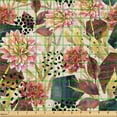 thumbnail image 2 of Ambesonne Floral Fabric by the Yard Upholstery, Hexagon Flower Circle Art, 10 Yards, Pastel Pink and Dark Rust, 2 of 5